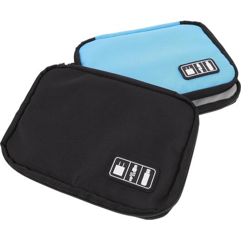Sacoche de Rangement pour Câbles de Données Portable 3 Pièces en Nylon Doubles Fermetures Éclair, Poches Filet Élastiques pour Voyage et Usage Polyvalent (1/5)