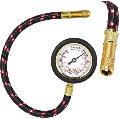 Manometro, indicatore di pressione, indicatore di pressione pneumatici, tubo flessibile 0-11 bar (1/4)