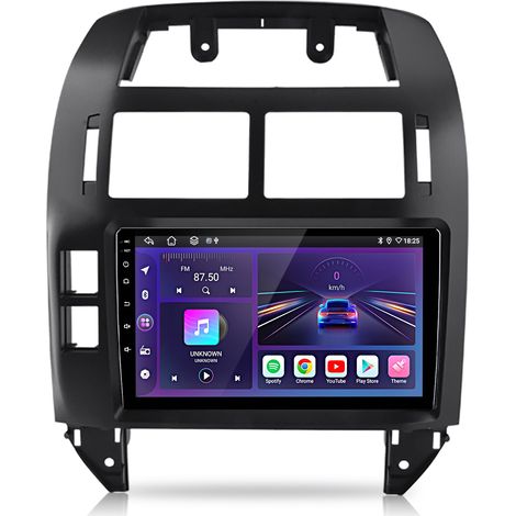 Hexinex Autoradio Android 15 8 cœurs carPlay 9 pouces 6+128 Go pour VW Polo 9N 2001–2009 Navigation GPS Wi-Fi Bluetooth FM RDS Commandes au volant (1/4)