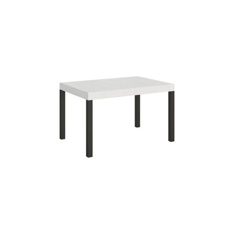 Table rectangulaire extensible bois blanc 6 à 18 places L 130 à 390cm Karry-Support 2 pieds (1/5)
