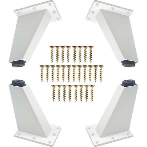 Set of 4 Adjustable 8cm Furniture Legs - Triangular Feet with Screws for Sofa, Cabinets, Tables - White (1/4)