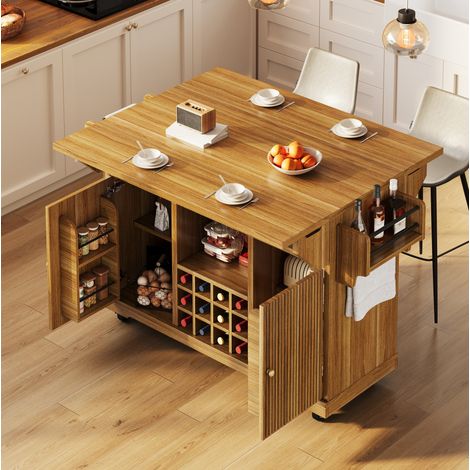 MEUBLIV Küchenwagen 142,5 x 80 x 95 cm dunkelbraun – Stauraum, ohne Matratze (1/5)
