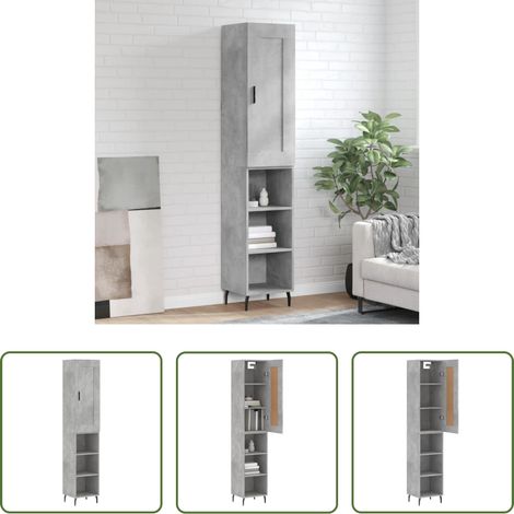 vidaXL Betonfarbe - Highboard Betongrau 34,5x34x180 cm Holzwerkstoff (1/5)