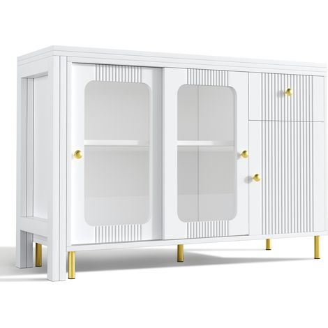 Aparador buffet blanco con tablero plegable extensible 116x40x78,5 cm MDF MODENUIT (1/5)