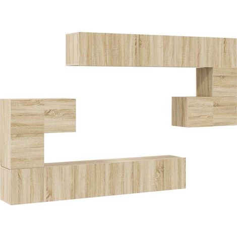 Ensemble de meubles TV 10 pcs - Armoires TV suspendues Chêne sonoma Bois d'ingénierie fr1614 - Maison La Vie