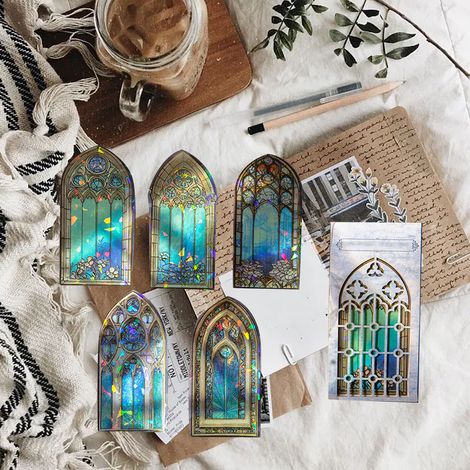 Lot de 10 autocollants décoratifs vintage pour cadres de fenêtres, en PET, pour scrapbooking, albums et agendas. Décorations à faire soi-même. Couleurs bleues. (1/5)