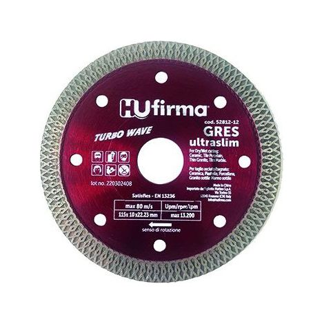 Disco diamantato c.continua, Hu-Firma gres rosso, diametro 115 mm