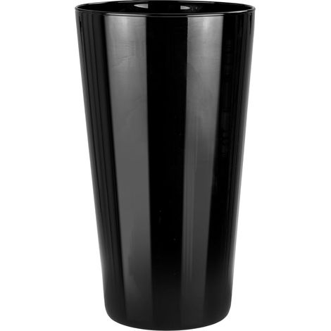 Vase Décoratif Noir en Verre H: 25 cm, Ø 14 cm, Conique Haut pour Centre de Table Mariage Maison Cérémonie Pampa, Alyssa Piano Black (1/5)