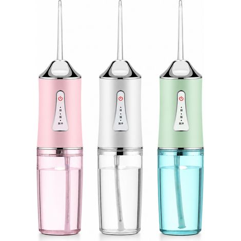 Hydropulseur Dentaire Électrique Rechargeable Portable, Réservoir 230 ml, IPX7, Vert Clair, 1 Canule (1/5)
