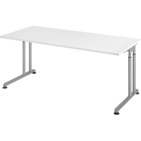 bümö Schreibtisch Serie-Z Rechteck: 180 x 80 cm  Weiß Silber (1/5)