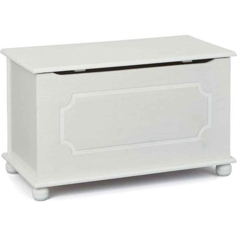 Coffre à Jouets en Bois Massif "Emaz" 53cm Blanc (1/5)