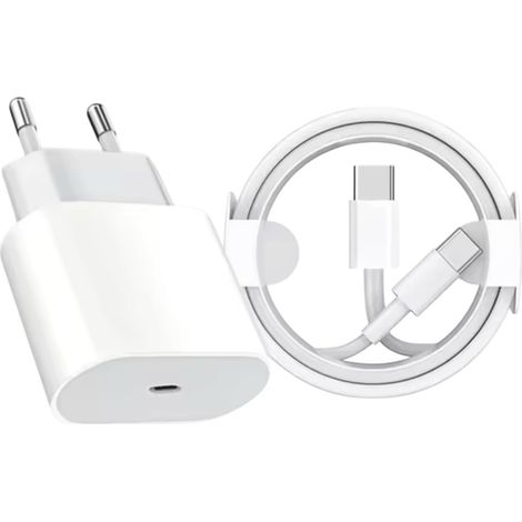 20W Schnellladeadapter mit USB-C für europäische Stecker, 1m Ladekabel, Reiseladegerät für Europa, EU, Euro, Spanien, Italien, Frankreich und Deutschland. (1/4)