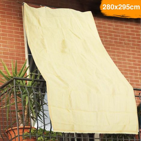 Tenda da Sole Telo Parasole 280x295 in HDPE con Anelli per Balcone Veranda Beige (1/6)