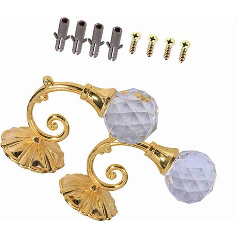 Vorhangabschlussstücke aus Metall und Kristall, Zughaken aus Glas (Gold) (1/5)