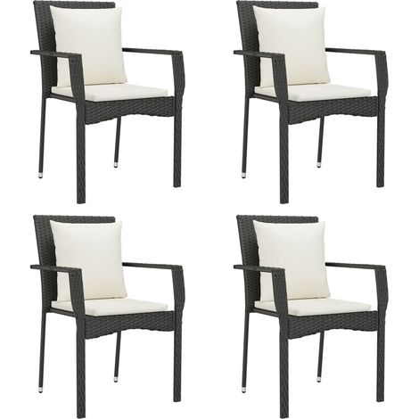 Maison Exclusive - Gartenstühle mit Kissen 4 Stk. Poly Rattan Sch