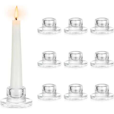Lot de 10 bougeoirs en verre - Bougeoirs en forme de petit bâton - Bougeoir transparent - Bougies de bar en verre décoratif pour fête de mariage, décoration de table de Noël (1/5)