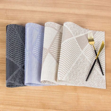 Tapis de table antidérapant, absorbant, en PVC à motif géométrique, isolant pour table à manger (1/4)