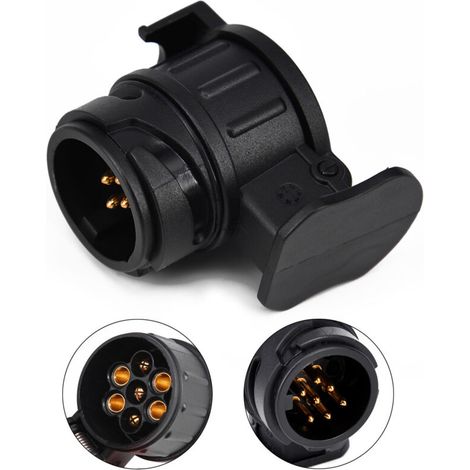 Adaptador de 13 pines a 7 pines para remolque, enchufe de 13 pines para remolque de coche, tractor, caravana o portabicicletas -Crezuo