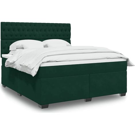 Boxspringbett mit Matratze Dunkelgrün 180x200 cm Samt (1/5)