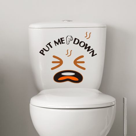 Autocollants noirs humoristiques pour siège de toilette « Mettez-moi au sol » pour décoration de salle de bain