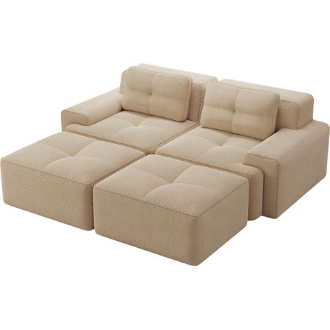Canapé modulaire Cloud sans structure en U, canapé confortable en velours côtelé, canapé modulaire avec ottoman, canapé biplace modulaire, canapé 2 places à assise profonde pour salon, canapé sans mon (1/5)