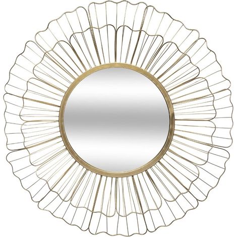 Miroir en métal coloris Or - D. 67 x Ep. 3,5 cm -PEGANE-