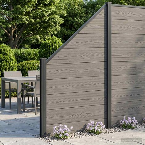 vidaXL Ensemble de Clôture 9 pc 1484 x 186 cm WPC et Aluminium Gris (1/5)