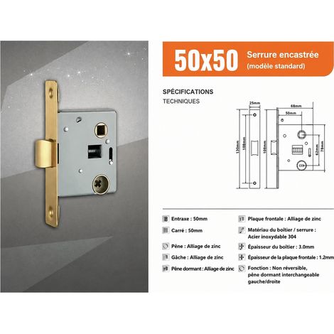 Corps de serrure à pêne simple pour porte, modèle européen à cylindre, avec clés, installation en applique, 10 g – Livraison gratuite (1/5)