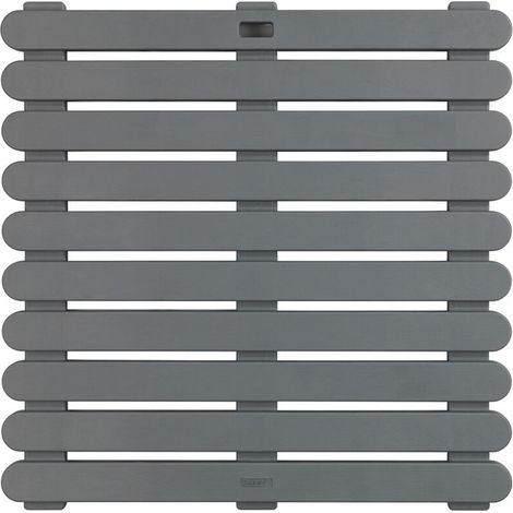 Caillebotis antidérapant 55x55 cm en plastique gris – Pour douche, sauna, piscine – Conception moderne et sécurisée