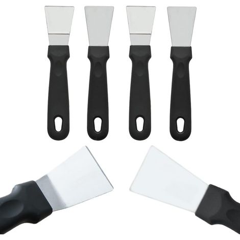 4-Piece BBQ Scraper Set – Small Metal Grill Scraper Tools, Suitable for Outdoor Grilling, Heavy-Duty Griddle Cleaning Scrapers/Spatulas (1/5)