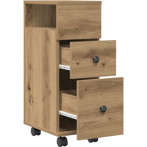 Meubles de Rangement,Meuble étroit de salle de bain à roulettes chêne artisanal CFW466656 (1/5)