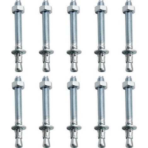 10 Pièces M10/ 10mm Chevilles pour Charges Lourdes Galvanisées, pour Balustrades, Murs-rideaux, Poutres, Billettes, Supports (1/4)
