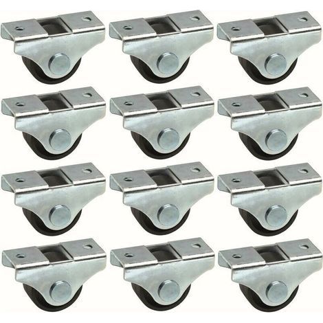 12 Roulettes Universelles pour Meuble – Diamètre 25 mm, Noir, Charge Maximale 30 kg, Convient pour Lit, Chariot, Poubelle, Table et Rangement (1/5)