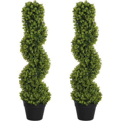 Set di 2 piante artificiali di eucalipto a spirale, alte 90 cm, in vaso decorativo – Piante verdi finte realistiche per interni, ufficio, ingresso, giardino o decorazione murale