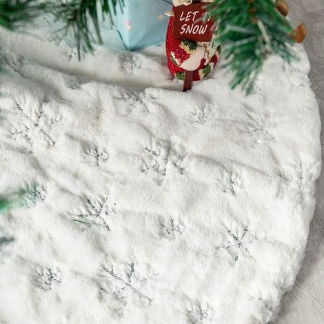 Tapis de sapin de Noël blanc en peluche, décoration de sapin de Noël en fourrure artificielle blanche Chris (1/5)