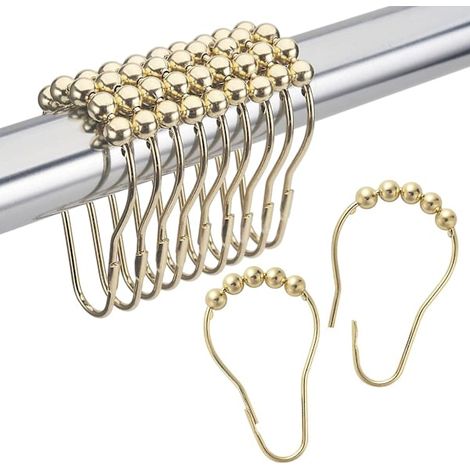 Lot de 12 anneaux de rideau de douche en acier inoxydable et rideau de douche en acier inoxydable (1/5)