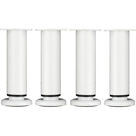 4x Pièces Pieds de Meubles Réglables 25cm Blanc Jambe de Table Rond en Métal pour Canapé Armoire Lit avec Vis (1/5)