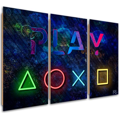 Quadro deco panel 3 paneli, I pulsanti del controller e il gioco dell'iscrizione - 90x60 (1/5)