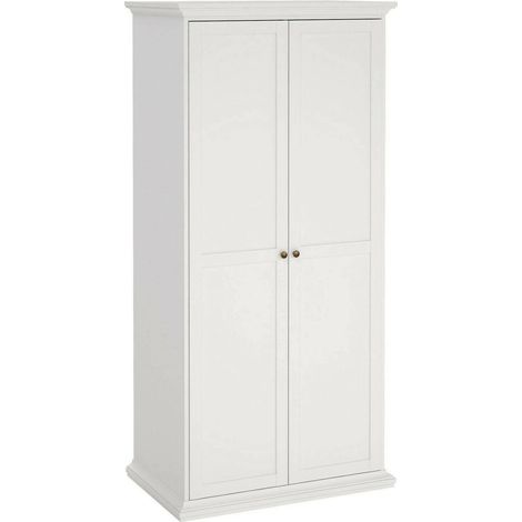 Dmora - Guardaroba 2 ante Albiolo, Mobile camera da letto, Cabina armadio portabiti, Armadio appendiabiti, 96x61 h201 cm, Bianco
