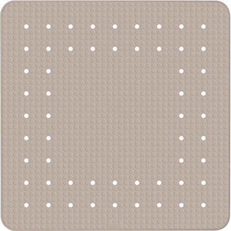 Tapis de douche antidérapant 54x54 cm en caoutchouc naturel – Ventouses pour fixation sécurisée – Design taupe moderne (1/4)