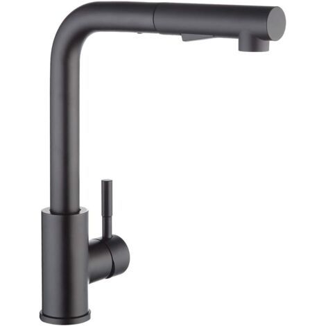 Robinet Cuisine Douchette Noir, Mitigeur Cuisine avec Douchette Extractible, Robinetterie de Cuisine Brossé Inox 304, Mitigeur Evier Rotatif à 360°, Robinet Evier 2 Jets（Noir Mat）dengyank (1/5)