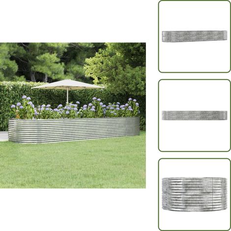 Lit surélevé de jardin Argenté Acier enduit de poudre - Jardiniere Surélevée - Bac À Fleurs - Pot De Fleurs Extérieur - Décoration Jardin - Plante Extérieure (1/5)