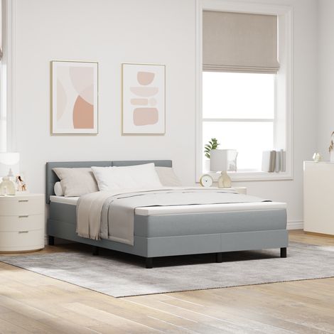 Boxspringbett mit Matratze Hellgrau 160 x 200 cm Stoff vidaXL (1/5)