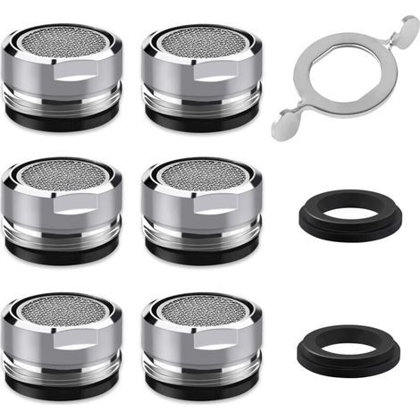 Mousseur Robinet M24, 6 Pièces Aerateur Robinet Economie Eau Avec Filtre en Acier Inoxydable et ABS (1/5)