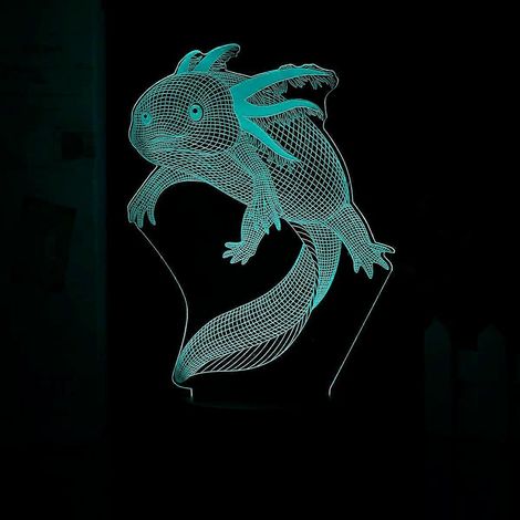 Lampe illusion 3D Axolotl SHEN, veilleuse Axolotl avec télécommande, 16 couleurs + 7 couleurs tactiles, lampe de table idéale comme cadeau d'anniversaire ou de Noël (base noire). (1/5)