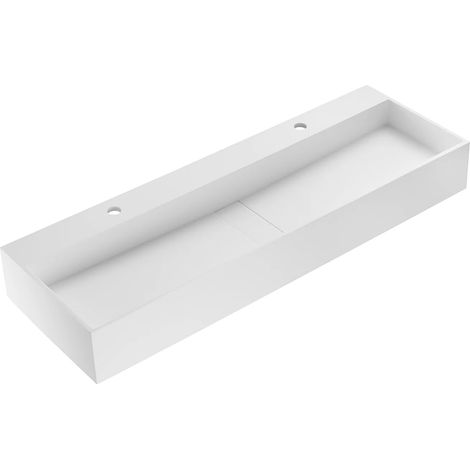 Piano lavabo da parete in Solid Surface L120 x l40 x H15 cm Bianco - YAMDROK (1/5)