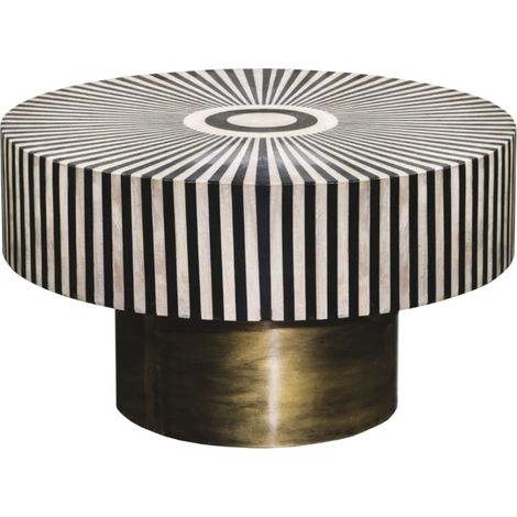 Table basse ronde ZEBRY 60 cm noir et blanc – Design graphique contemporain
