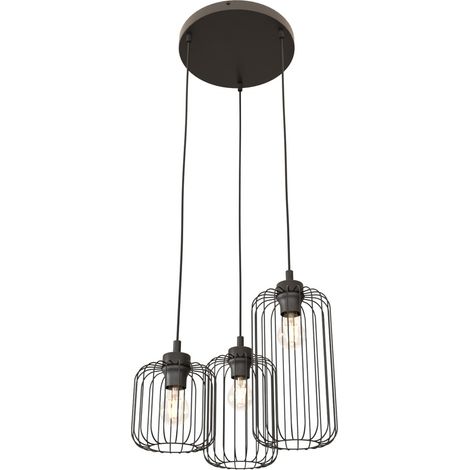 Suspension industrielle noire Ø30 3 cages VANDER E27 (1/5)