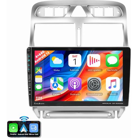 Pour Peugeot 307 2007-2013 Android 14 Carplay Autoradio WIFI GPS RDS USB Type-C 2+32G (1/4)