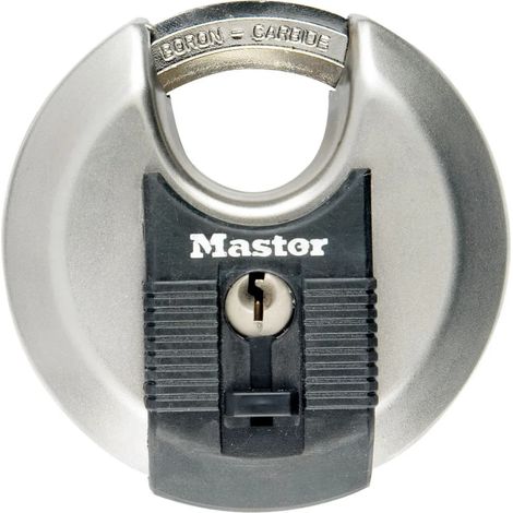 MASTER LOCK Disc-Vorhängeschloss [Schlüssel] [Edelstahl] [Außenbereich] M50EURD - Ideal für Lagerräume, Garagen etc. (1/2)